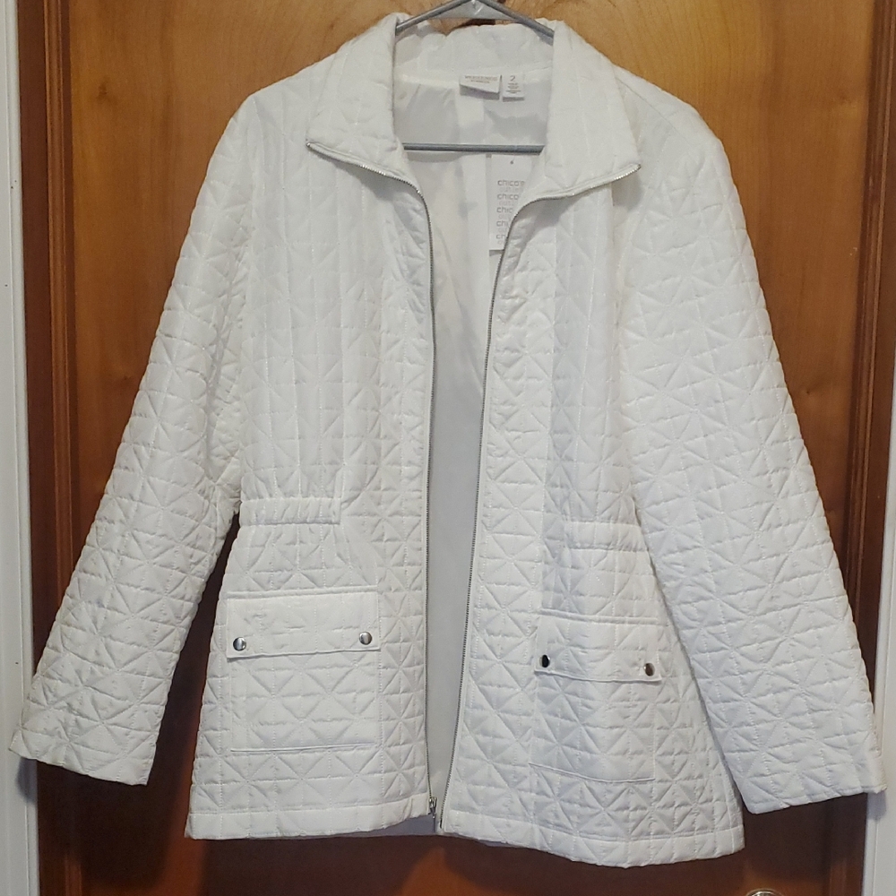 Women's White Quilted Jacket